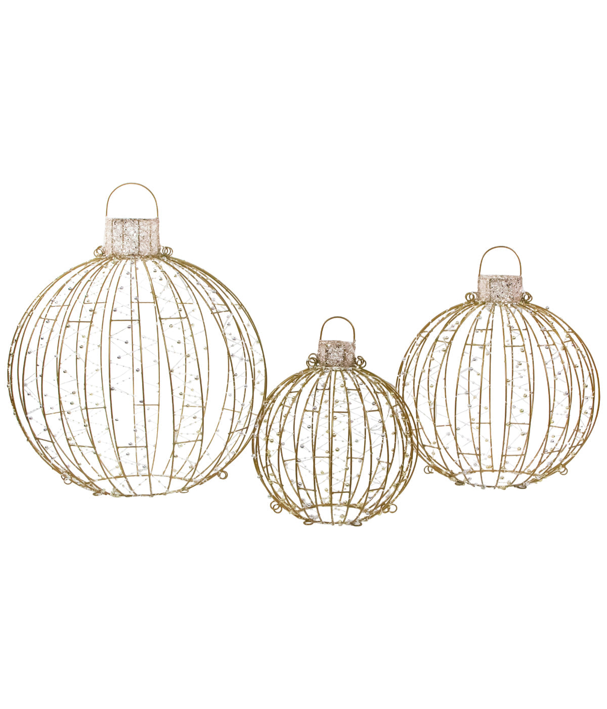  NorthLight Christmas Ornaments Yard LED Lighted Decoration Set of 3 - Gold - Bonton