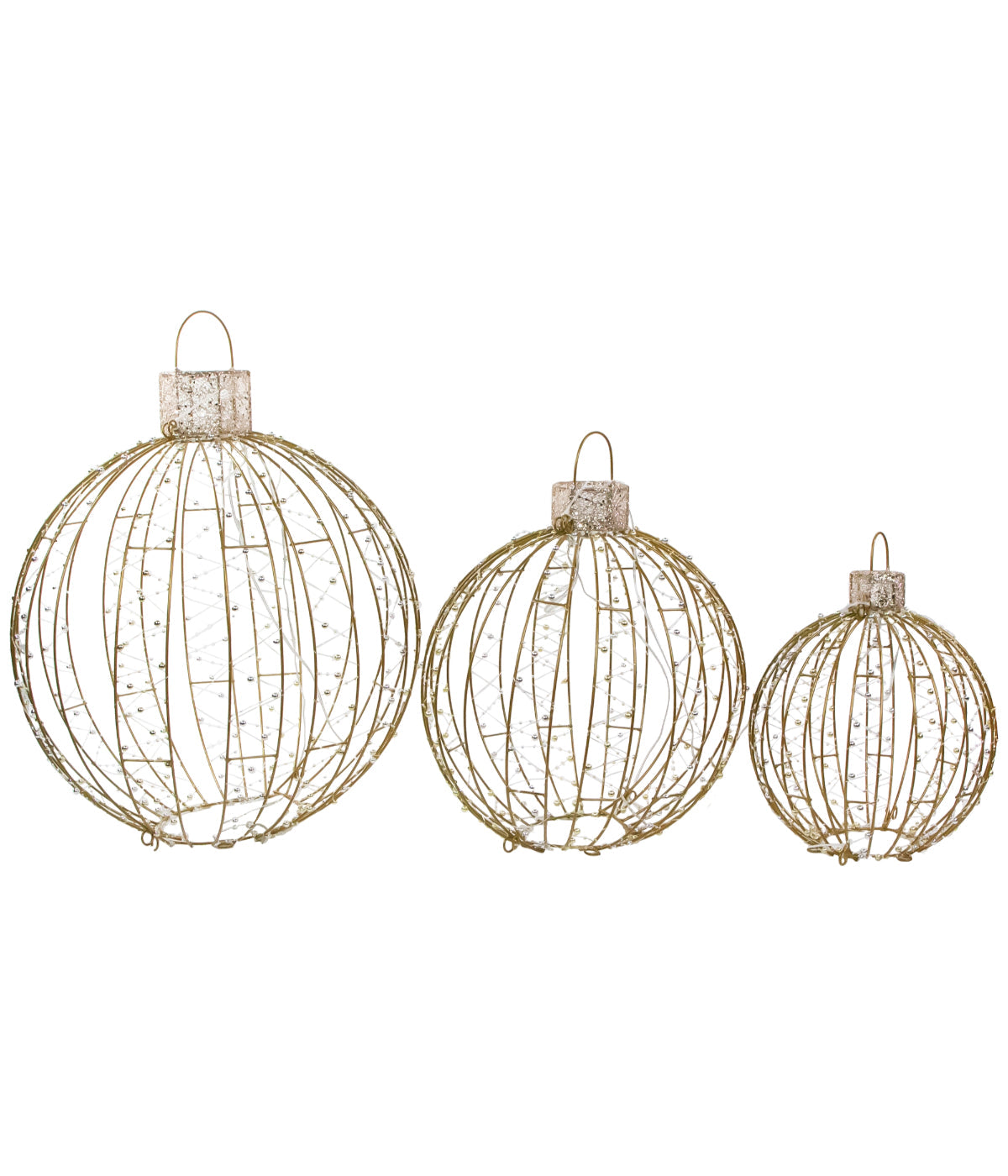  NorthLight Christmas Ornaments Yard LED Lighted Decoration Set of 3 - Gold - Bonton