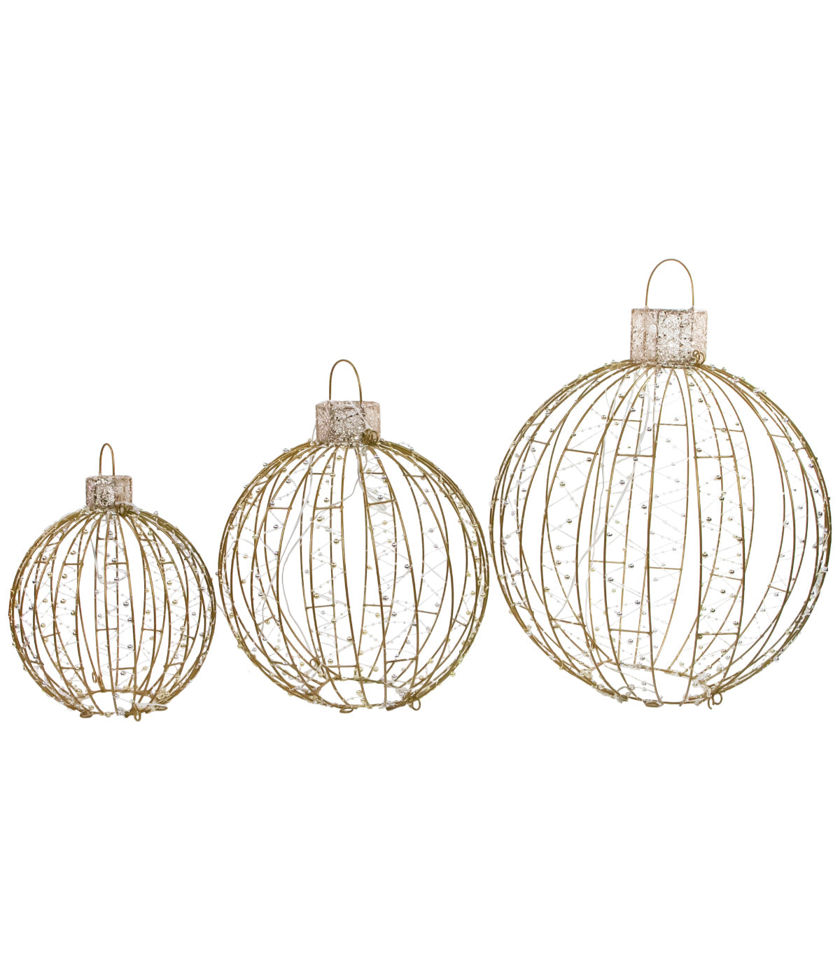  NorthLight Christmas Ornaments Yard LED Lighted Decoration Set of 3 - Gold - Bonton