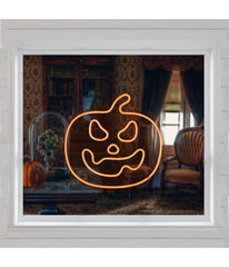 Lighted Neon Style Jack-O-Lantern Halloween Window Silhouette