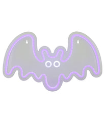 Lighted Neon Style Purple Bat Halloween Window Silhouette