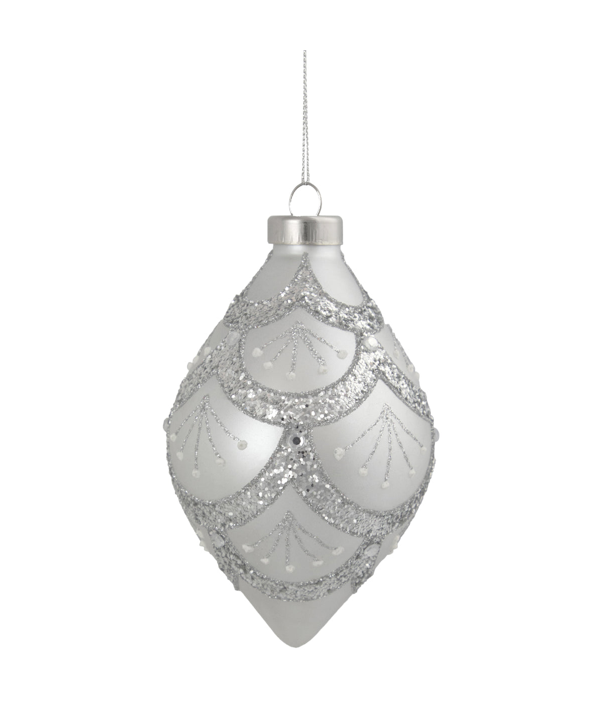  NorthLight Silver Glitter Cosmoid Finial Glass Christmas Ornament, 5