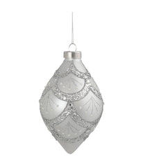 Silver Glitter Cosmoid Finial Glass Christmas Ornament, 5"