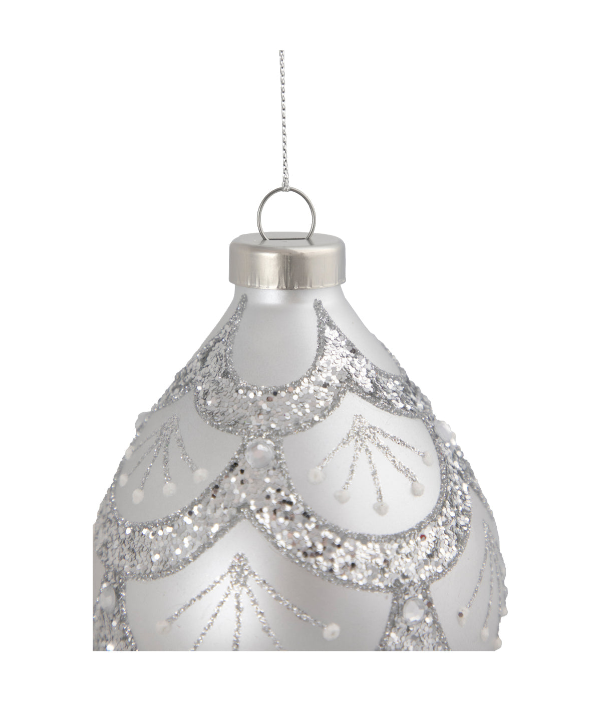  NorthLight Silver Glitter Cosmoid Finial Glass Christmas Ornament, 5