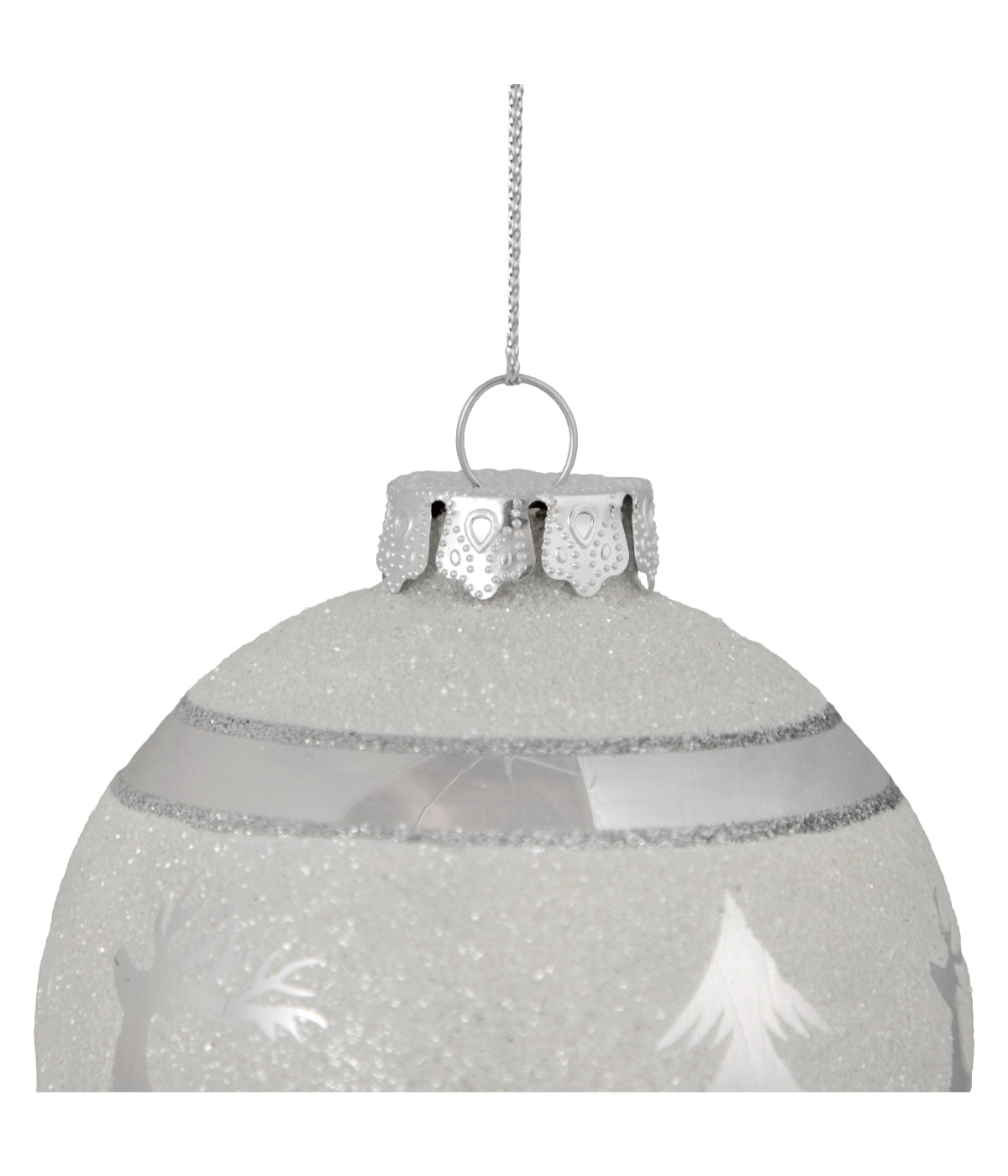  NorthLight Glittered Cosmoid Silver Glass Christmas Ball Ornament 4