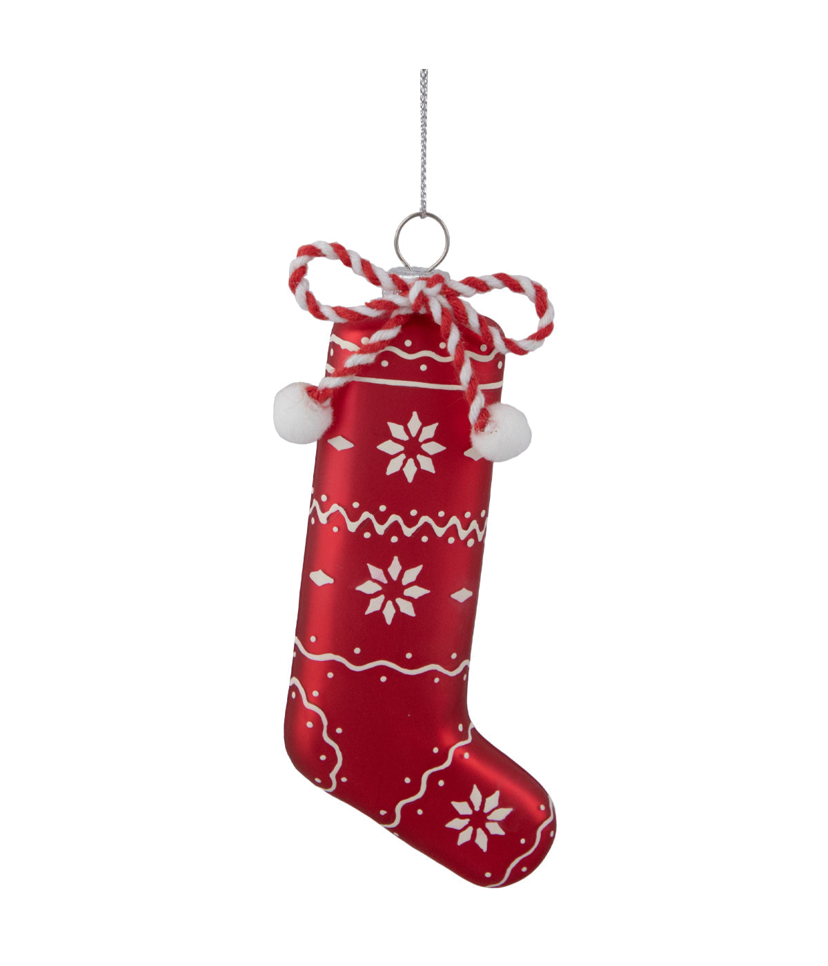  NorthLight Red & White Christmas Stocking Glass Ornament, 5