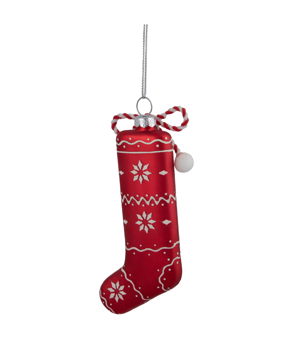  NorthLight Red & White Christmas Stocking Glass Ornament, 5