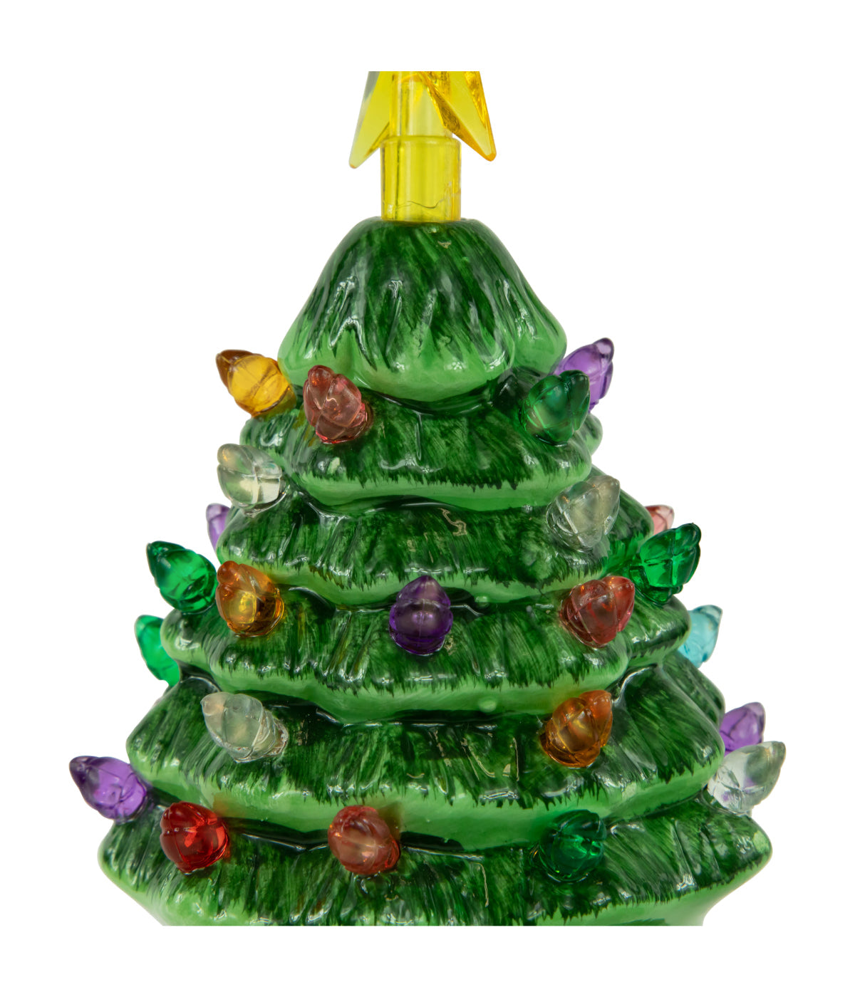  Green Battery-Operated LED Retro Ceramic Christmas Tree Ornament, 5