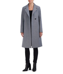 Asymmetrical Wool Blend Coat Light Grey