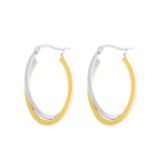 2 Tone Overlapping Oval Hoop Earrings