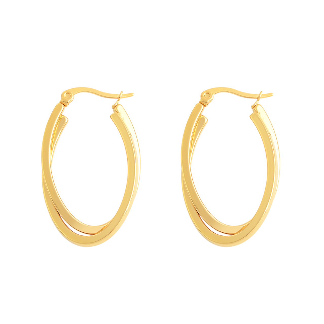  Gemesis Jewels by Edforce 2 Tone Overlapping Oval Hoop Earrings - Gold - Bonton