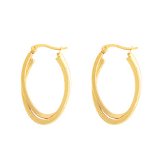 2 Tone Overlapping Oval Hoop Earrings