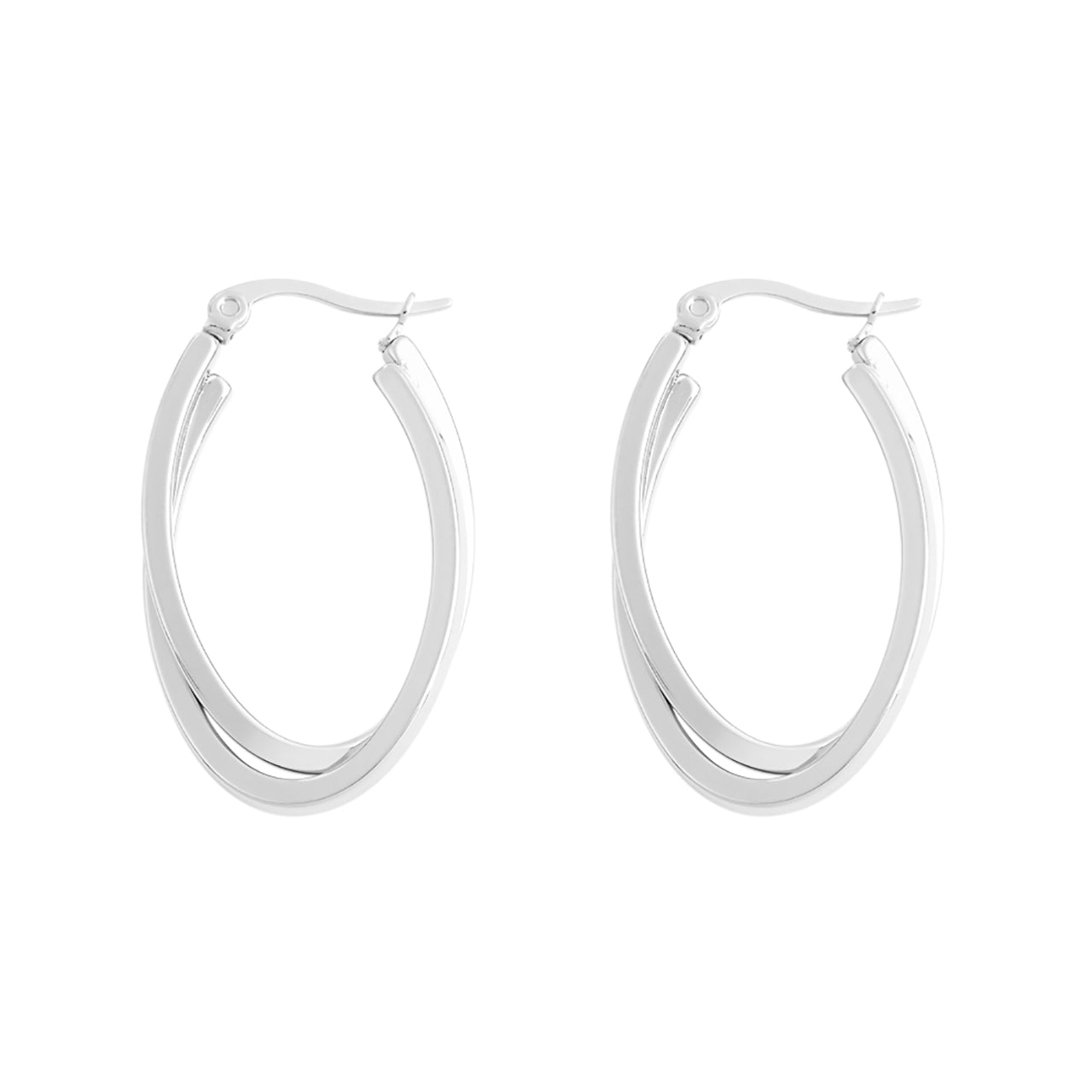  Gemesis Jewels by Edforce 2 Tone Overlapping Oval Hoop Earrings - Gold - Bonton