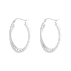 2 Tone Overlapping Oval Hoop Earrings