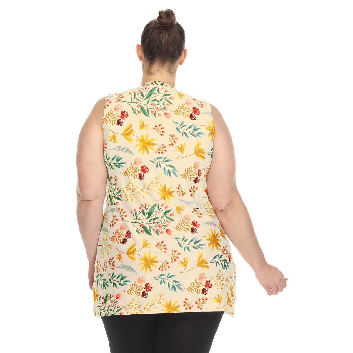  White Mark Plus Size Floral Sleeveless Tunic Top - 1X - Bonton