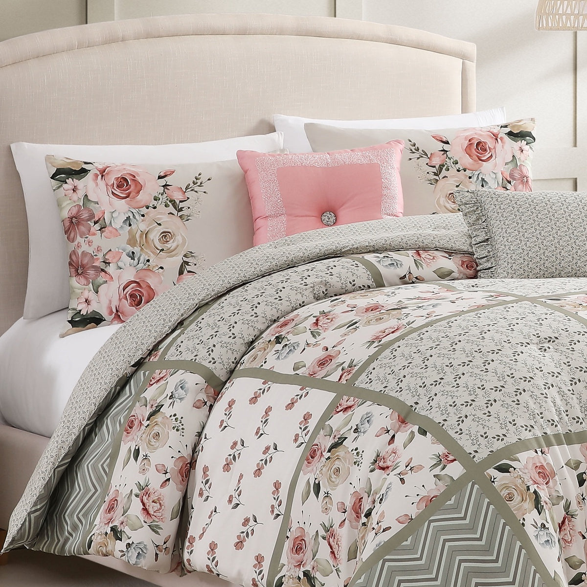  Bebejan Bebejan Sage Serenity 5 Piece Reversible Comforter Set - QUEEN - Bonton