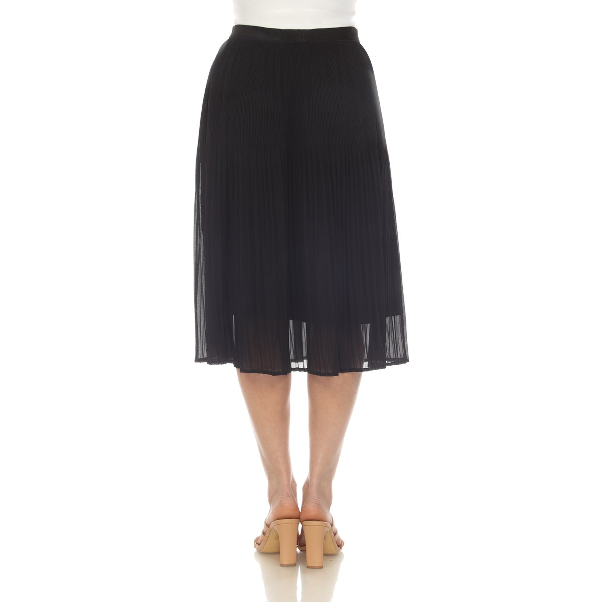  White Mark Women's Chiffon Pleated Midi Skirt - S - Bonton