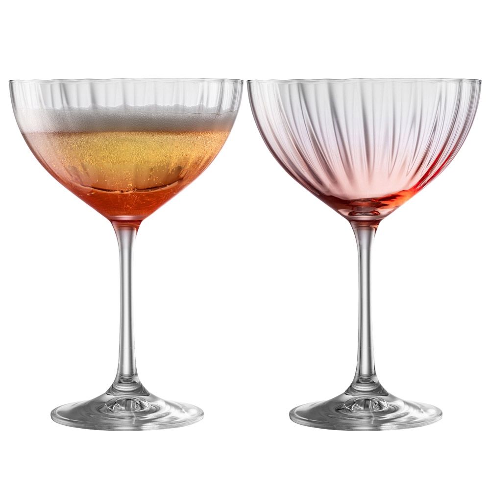  Galway Crystal Erne Colour Cocktail/Champagne Glasses Set of 2 - Amber - Bonton