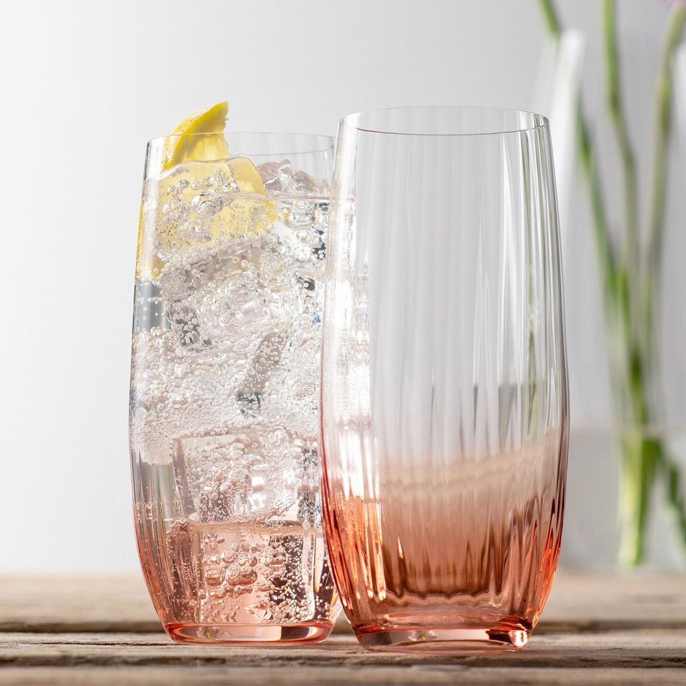  Galway Crystal Erne Colour Hiball Glasses Set of 2 - Blush - Bonton