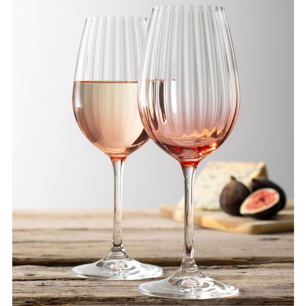  Galway Crystal Erne Colour Wine Glasses Set of 2 - Blush - Bonton