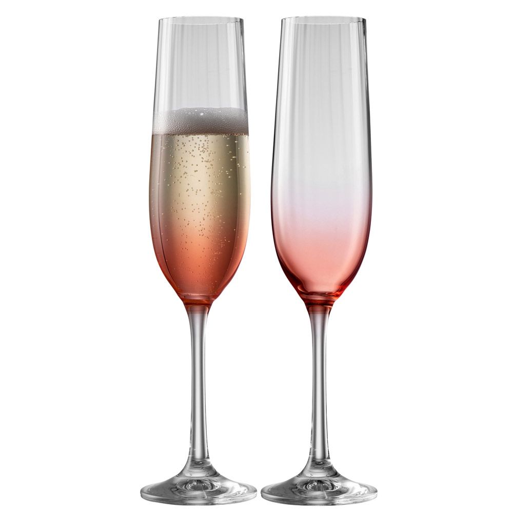  Galway Crystal Erne Colour Collection Champagne Glass Set of 2 - Aqua - Bonton