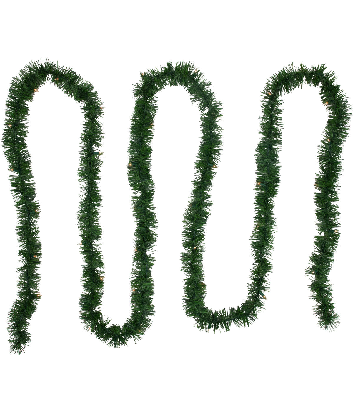  Pre-Lit Pine Two-tone Artificial Christmas Garland with Clear Lights, 18' - Green - Bonton