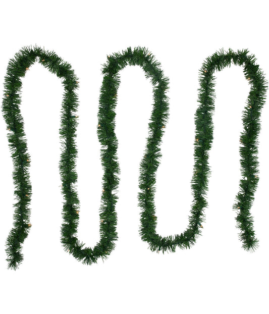 Pre-Lit Pine Two-tone Artificial Christmas Garland with Clear Lights, 18'