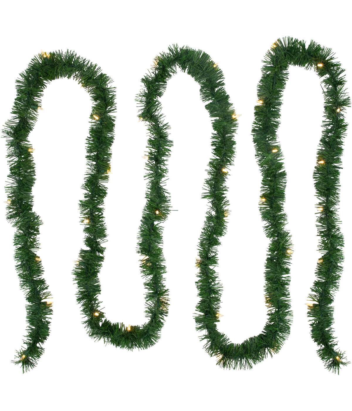  Pre-Lit LED Pine Artificial Christmas Garland - Warm White Lights, 18' - Green - Bonton