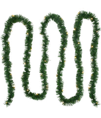 Pre-Lit LED Pine Artificial Christmas Garland - Warm White Lights, 18'