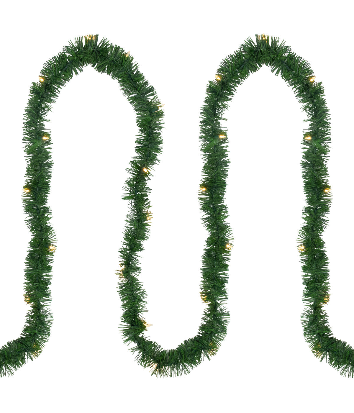  Pre-Lit LED Pine Artificial Christmas Garland - Warm White Lights, 18' - Green - Bonton