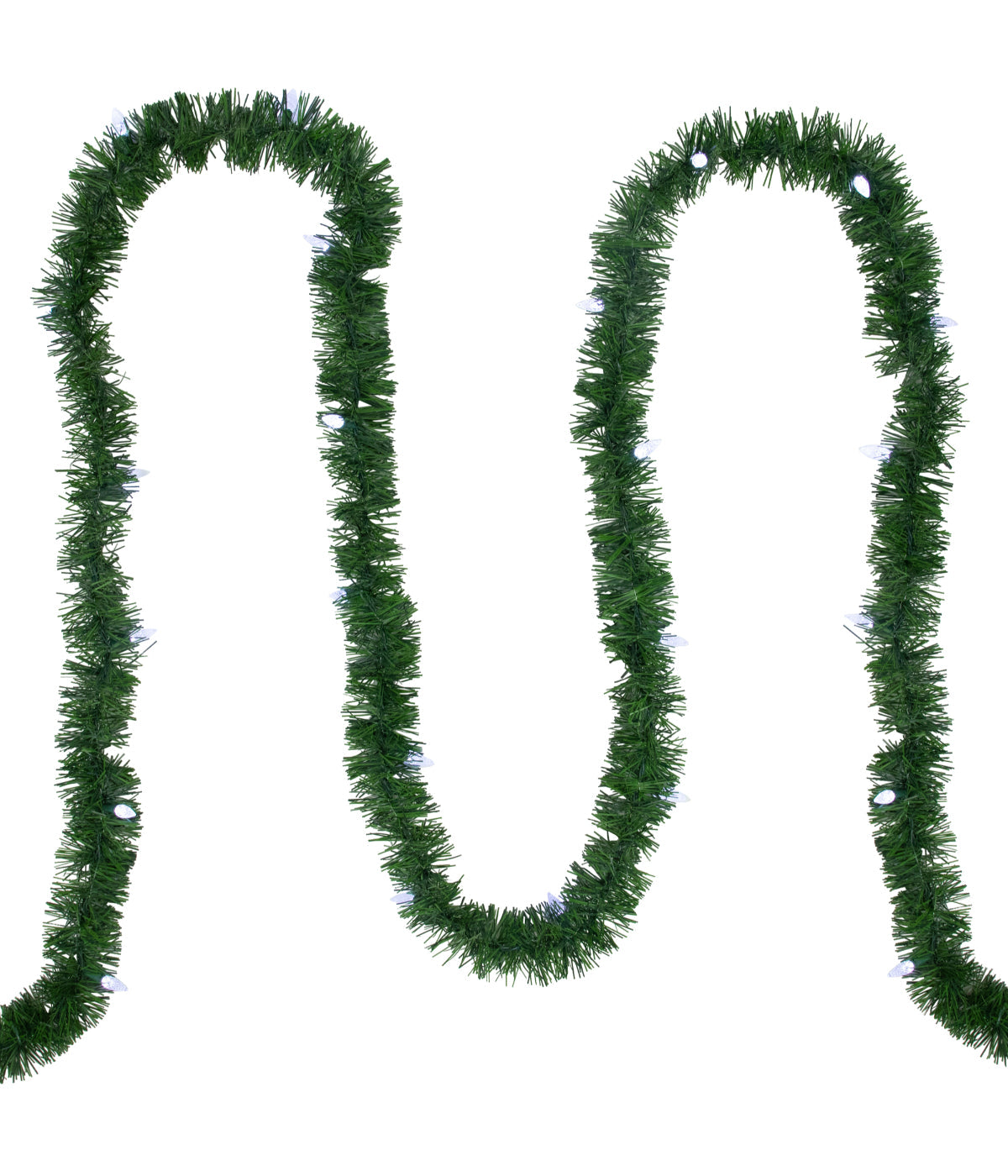  Pre-Lit Pine Artificial Christmas Garland with White LED Faceted Lights, 18' - Green - Bonton