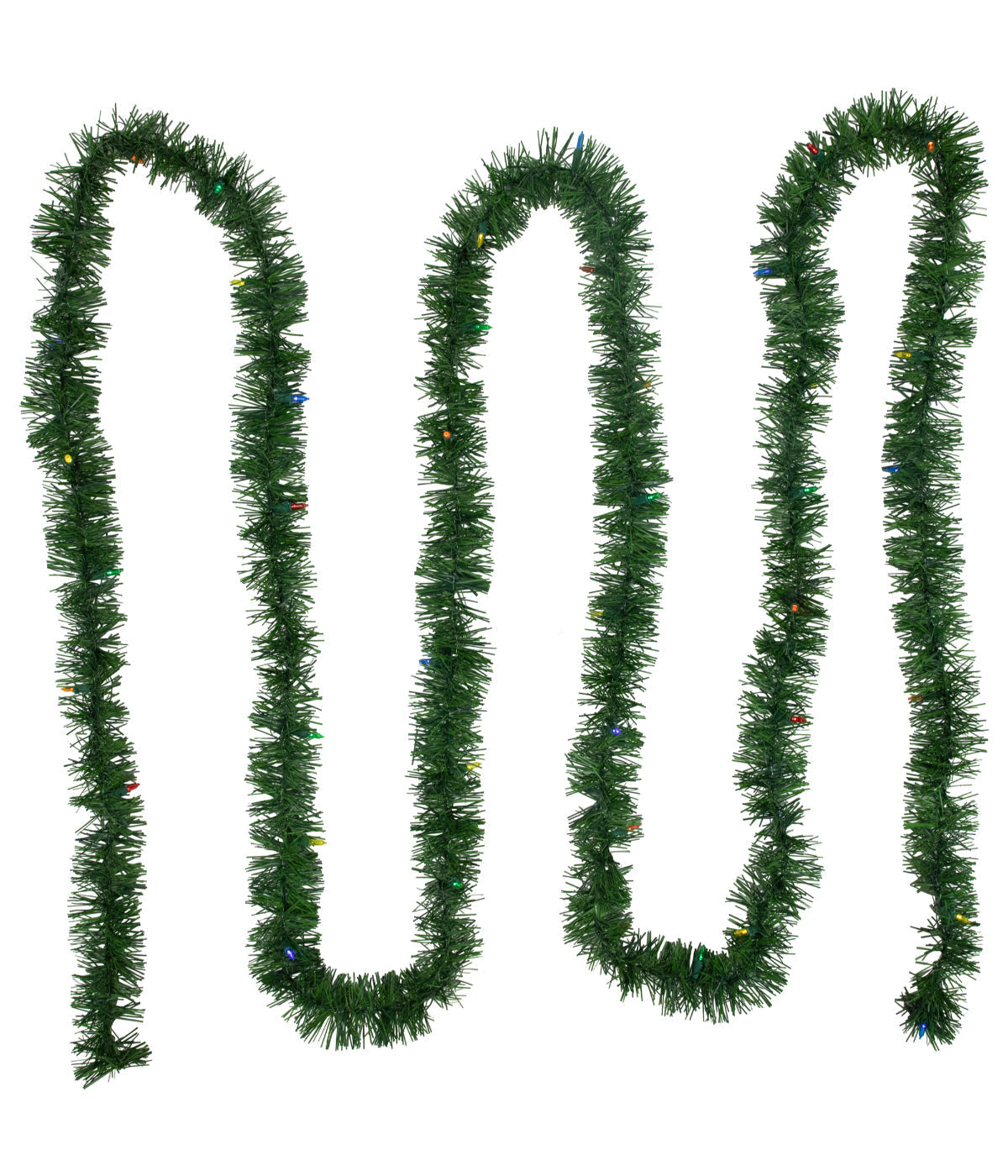  Pre-Lit LED Pine Artificial Christmas Garland Multicolor Lights, 18' - Green - Bonton