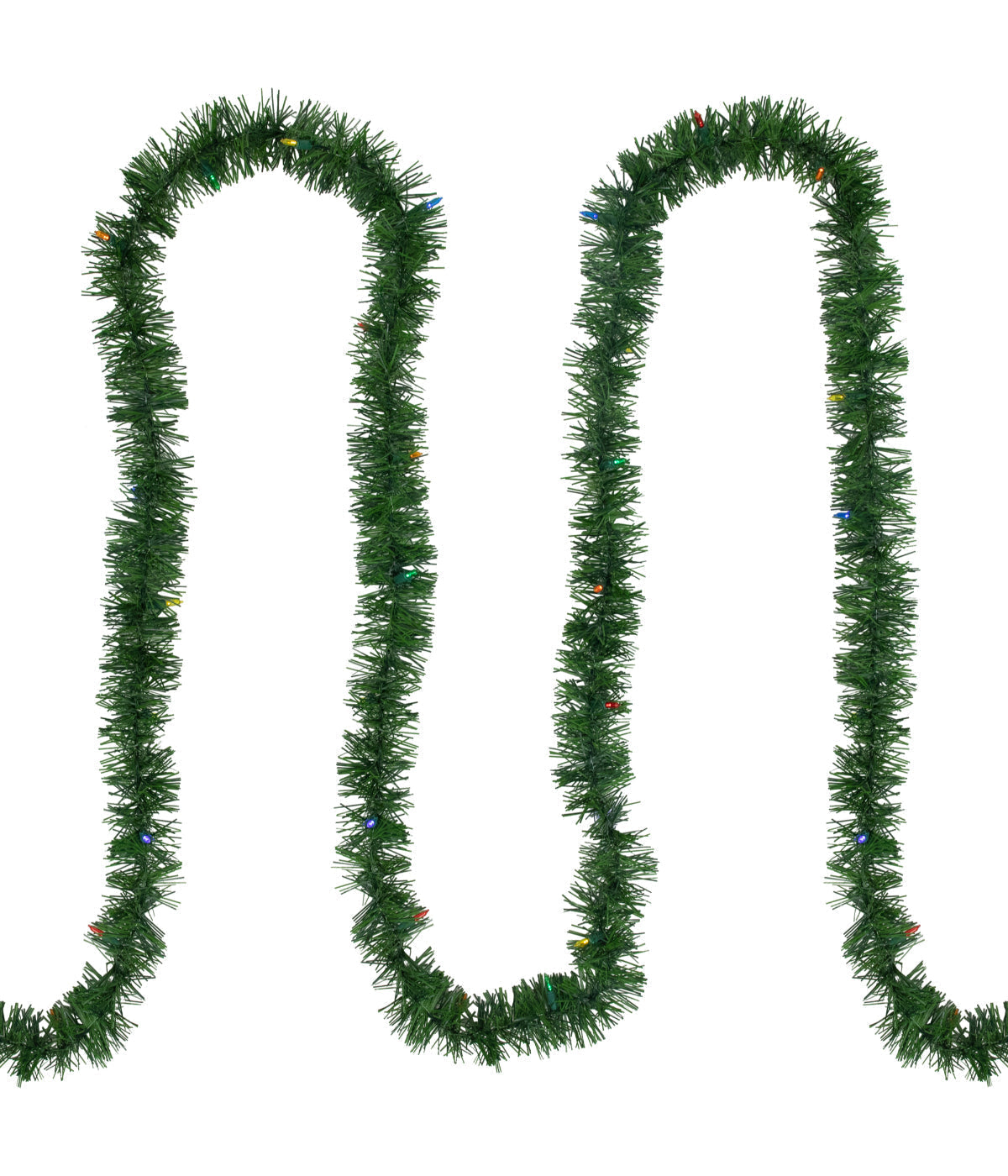  Pre-Lit LED Pine Artificial Christmas Garland Multicolor Lights, 18' - Green - Bonton