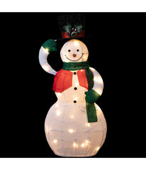 Animated Hat Tipping Snowman Christmas Figure with LED Lights, 36"