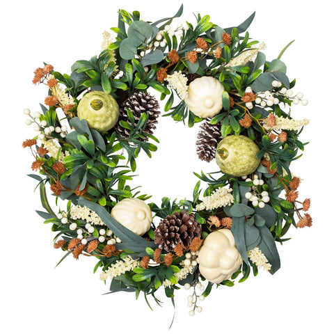 Gourds and Foliage Artificial Thanksgiving Wreath - 24-Inch  Unlit