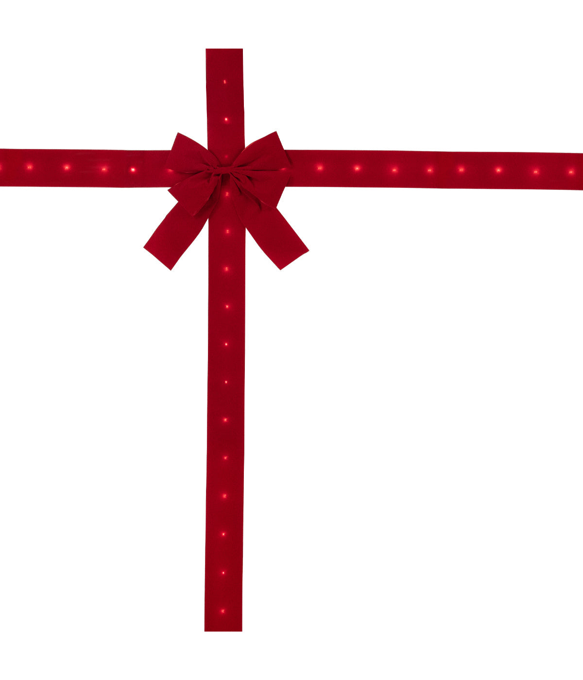  Pre-Lit Battery Operated Red Velvet Christmas Door Bow, 14' - Red - Bonton