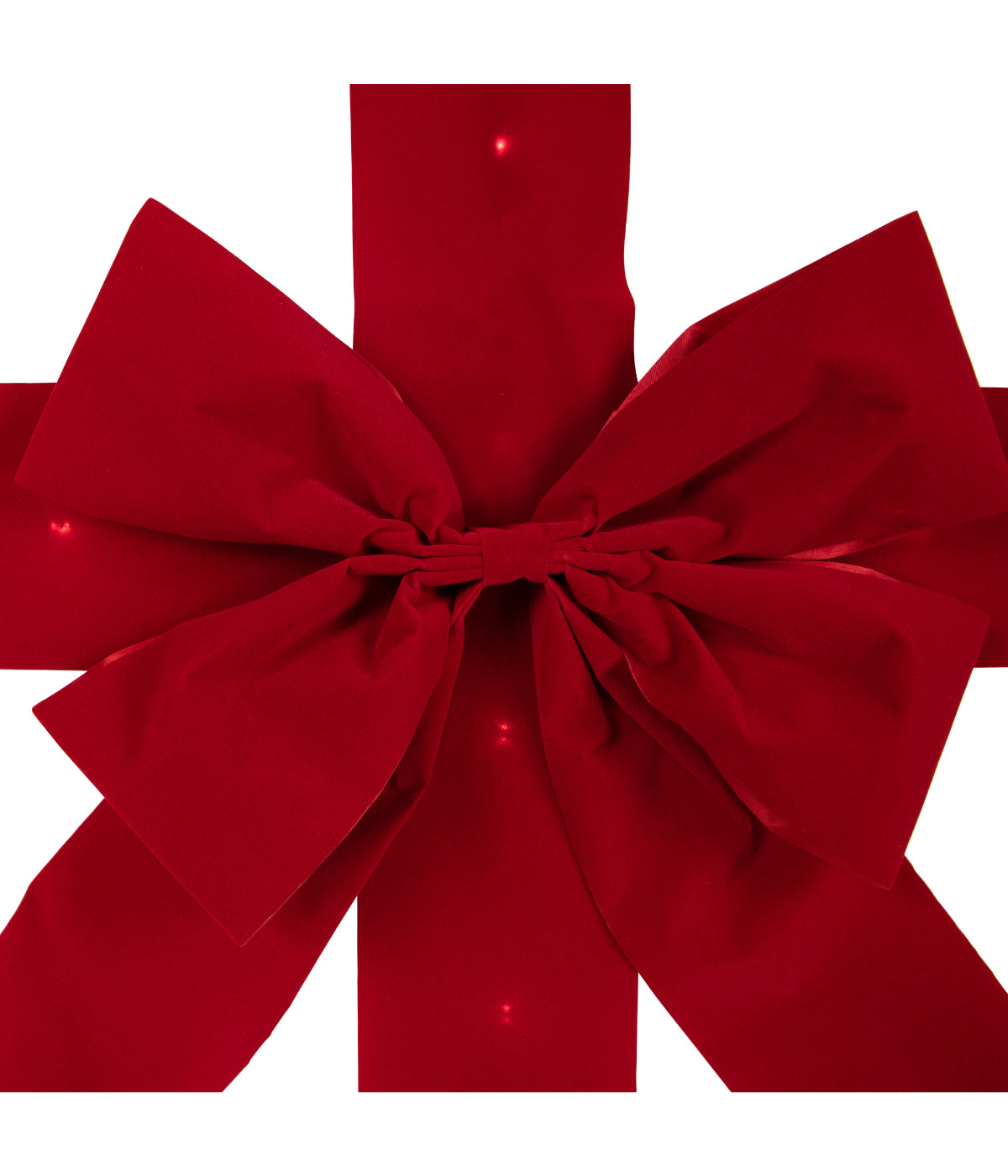  Pre-Lit Battery Operated Red Velvet Christmas Door Bow, 14' - Red - Bonton