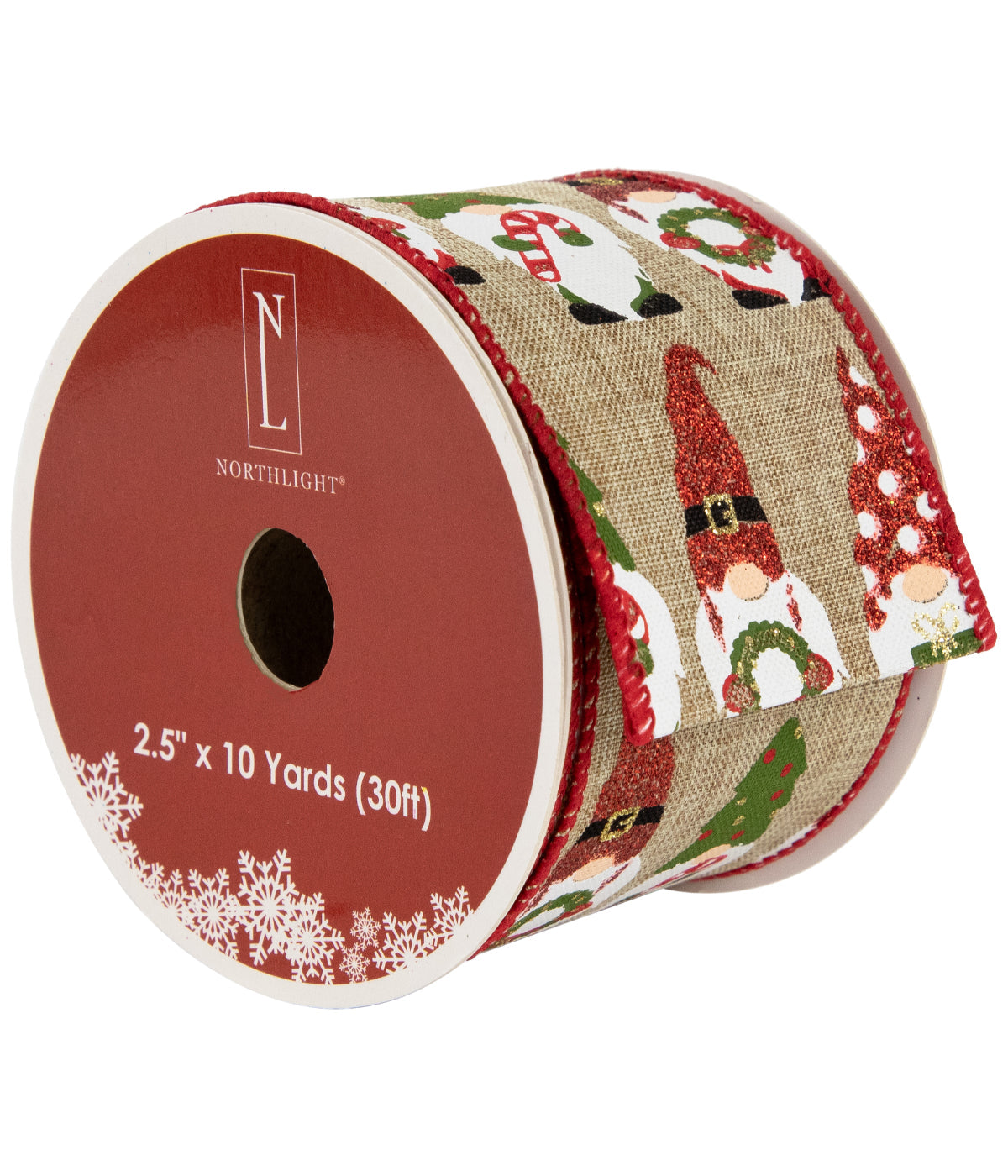  NorthLight Gnome Burlap Style Wired Craft Christmas Ribbon, 2.5