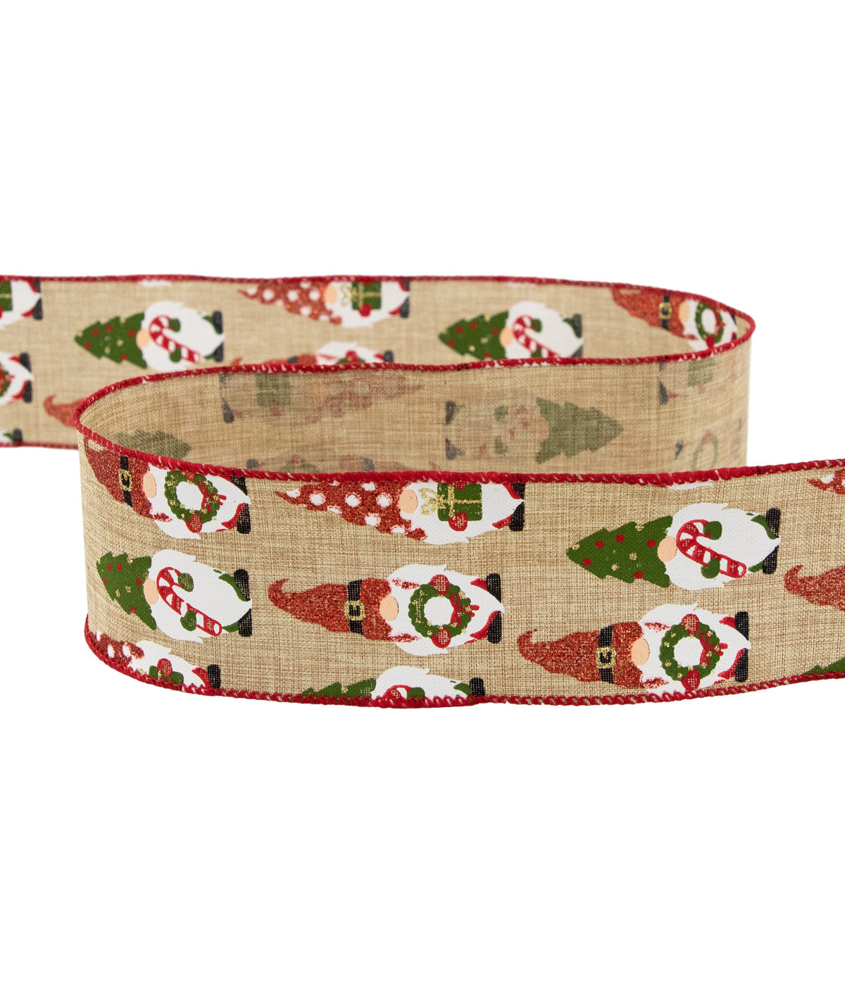  NorthLight Gnome Burlap Style Wired Craft Christmas Ribbon, 2.5