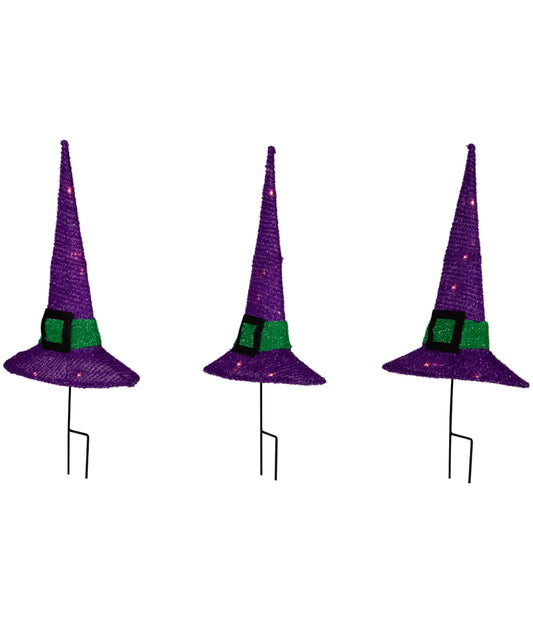 Lighted Purple Witches Hat Outdoor Halloween Pathway Markers