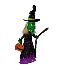 Lighted Witch with Broom Outdoor Halloween Decoration