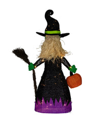 Lighted Witch with Broom Outdoor Halloween Decoration