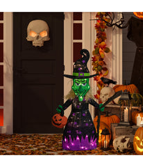 Lighted Witch with Broom Outdoor Halloween Decoration