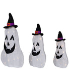 Set of 3 LED Lighted White Pumpkins Outdoor Halloween Decorations 23.5"