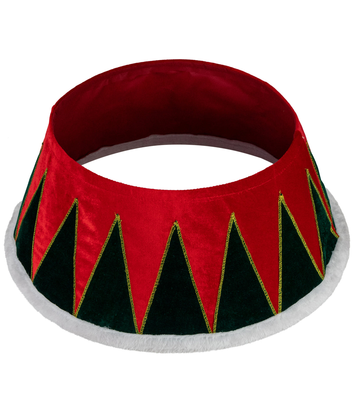  Red and Green Drum with White Trim Christmas Tree Collar - Red - Bonton