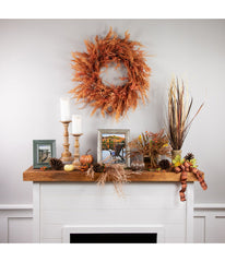 Peachy Pampas Grass Artificial Fall Harvest Wreath Pink