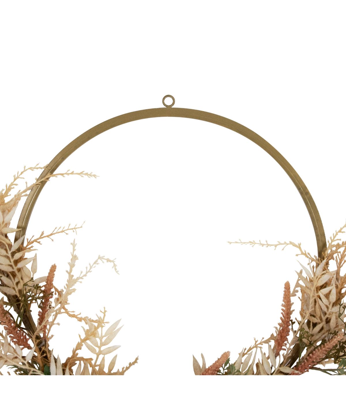  Fall Harvest Pale Roses with Foliage Artificial Wreath Beige - Beige - Bonton