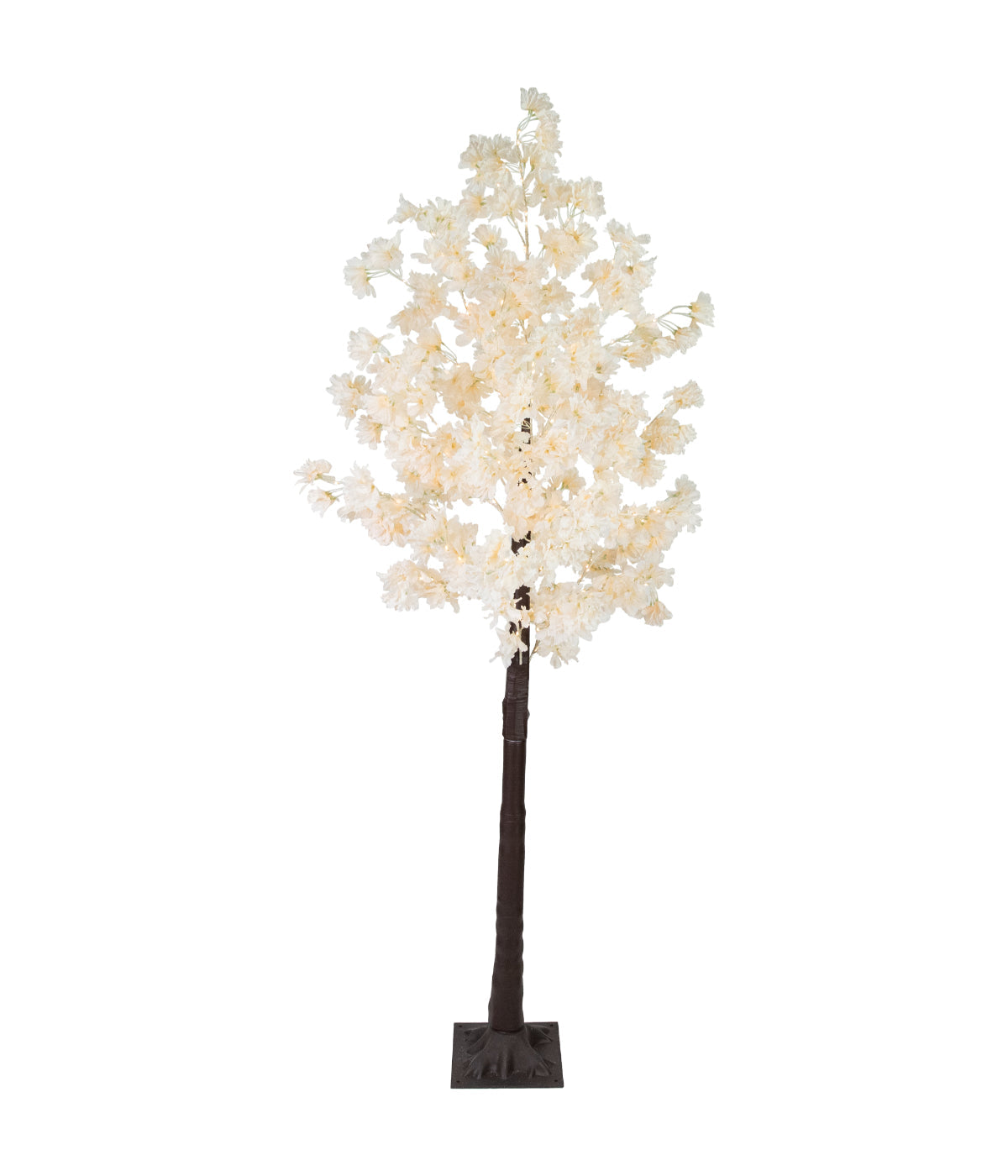  White Floral Artificial Tree with LED Warm White Lights, 6' - White - Bonton