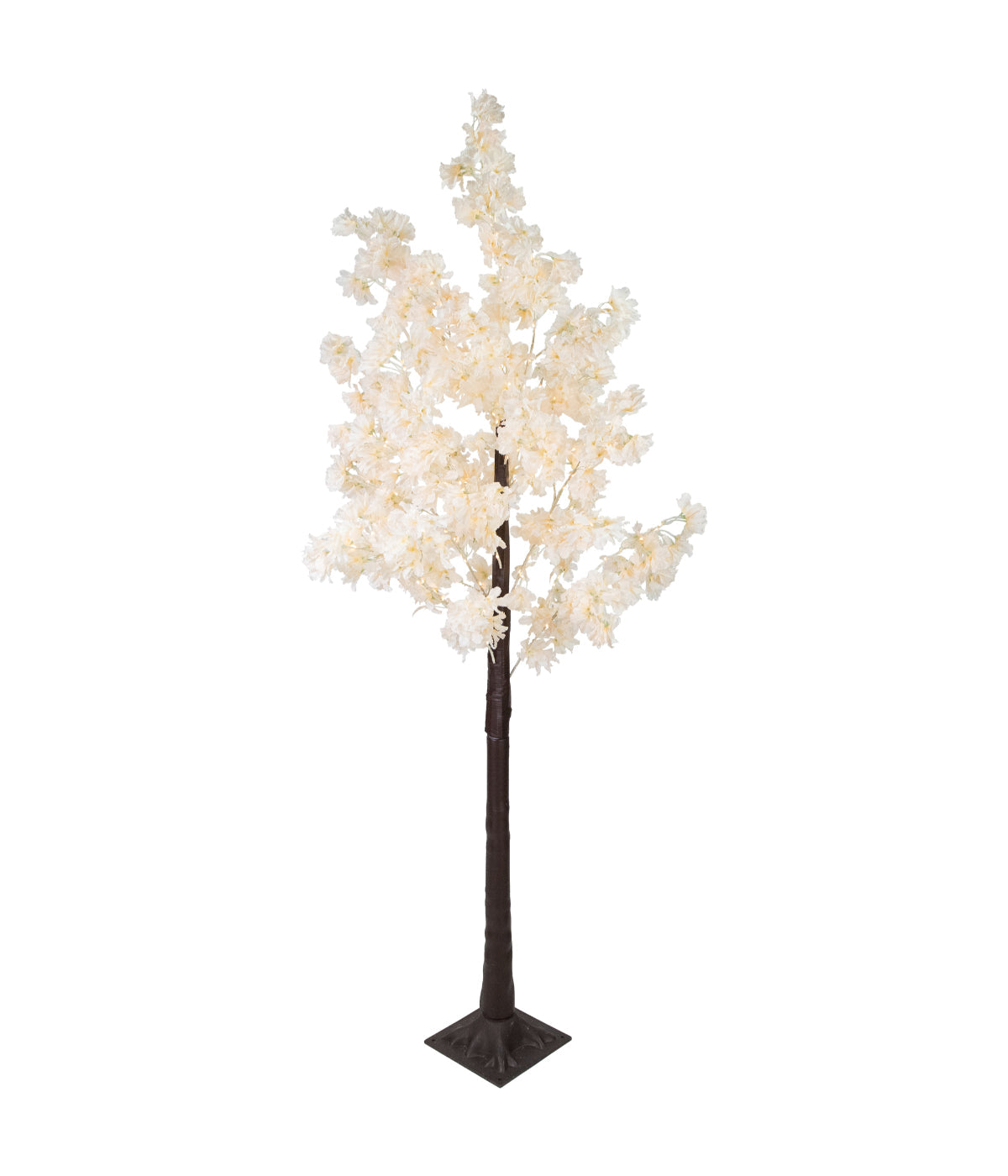  White Floral Artificial Tree with LED Warm White Lights, 6' - White - Bonton