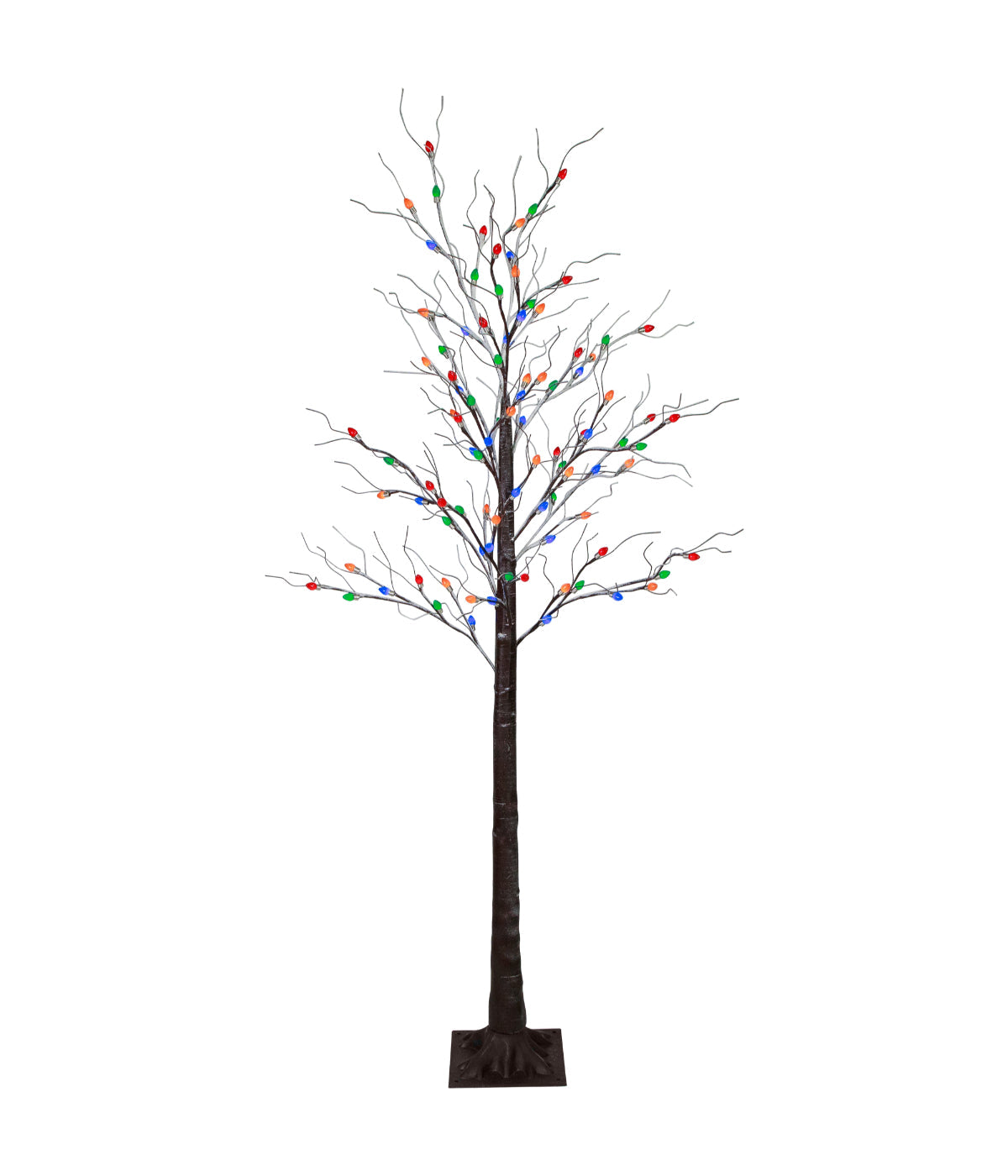  Brown Frosted Christmas Twig Tree with LED Multi-Color Lights, 6' - Brown - Bonton